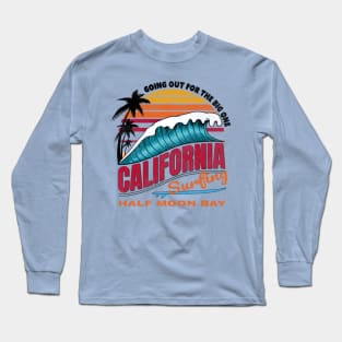 California Half Moon Bay Big Wave Surfing Long Sleeve T-Shirt